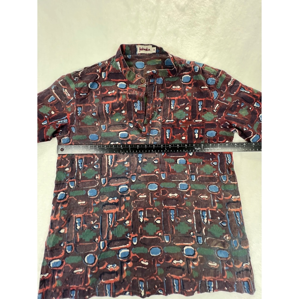 Fabindia Men's Abstract Print Short Sleeve Button Down Casual Shirt Sz‎ 38 Small - Picture 5 of 9